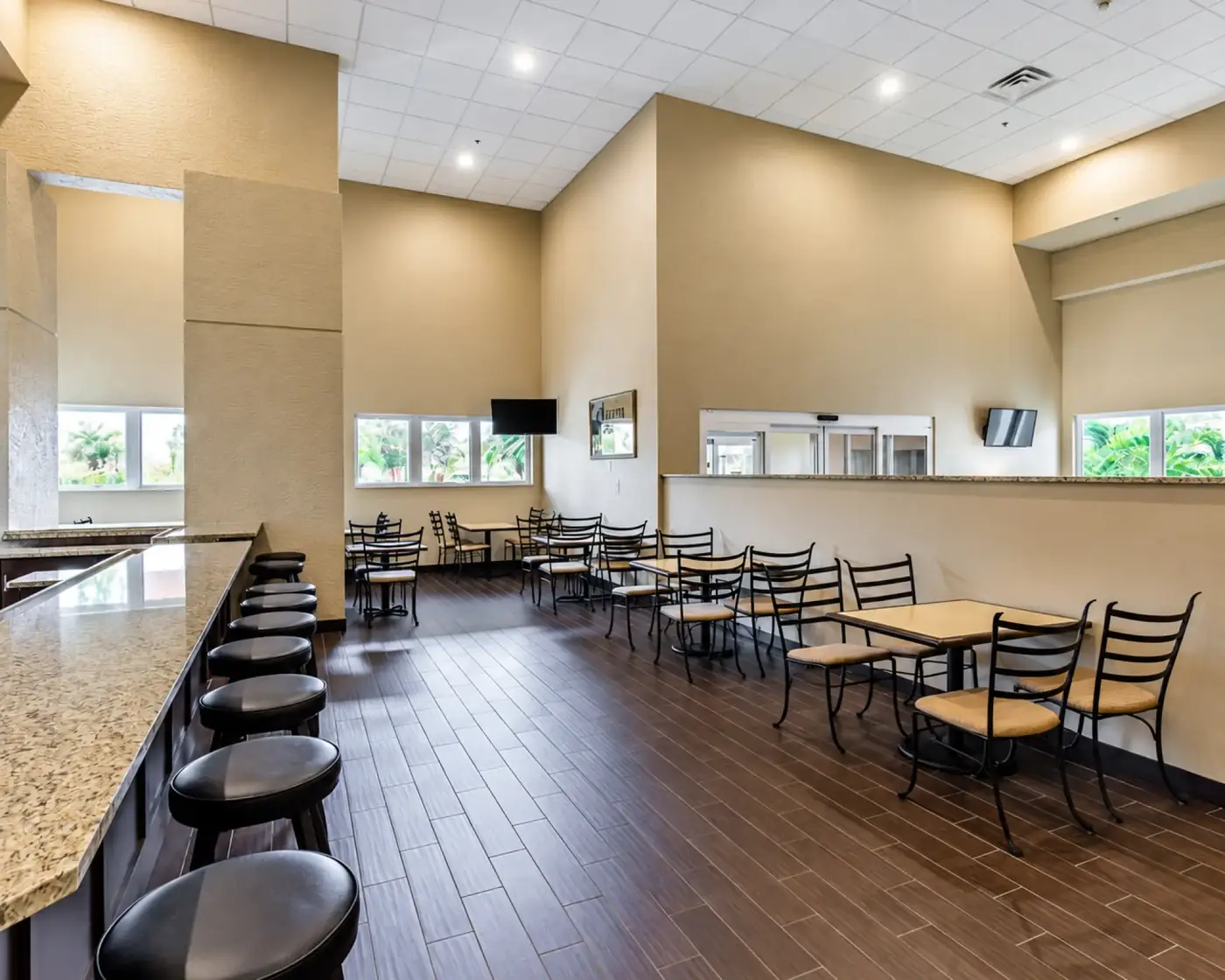 Meeting and event room with tables and seating
